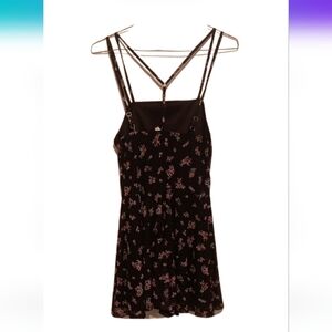 Floral Black Dress with Spaghetti Straps